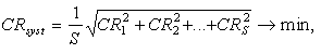 CRsyst = 1/S sqrt(CR1^2 + CR2^2 + ... +CRs^2)